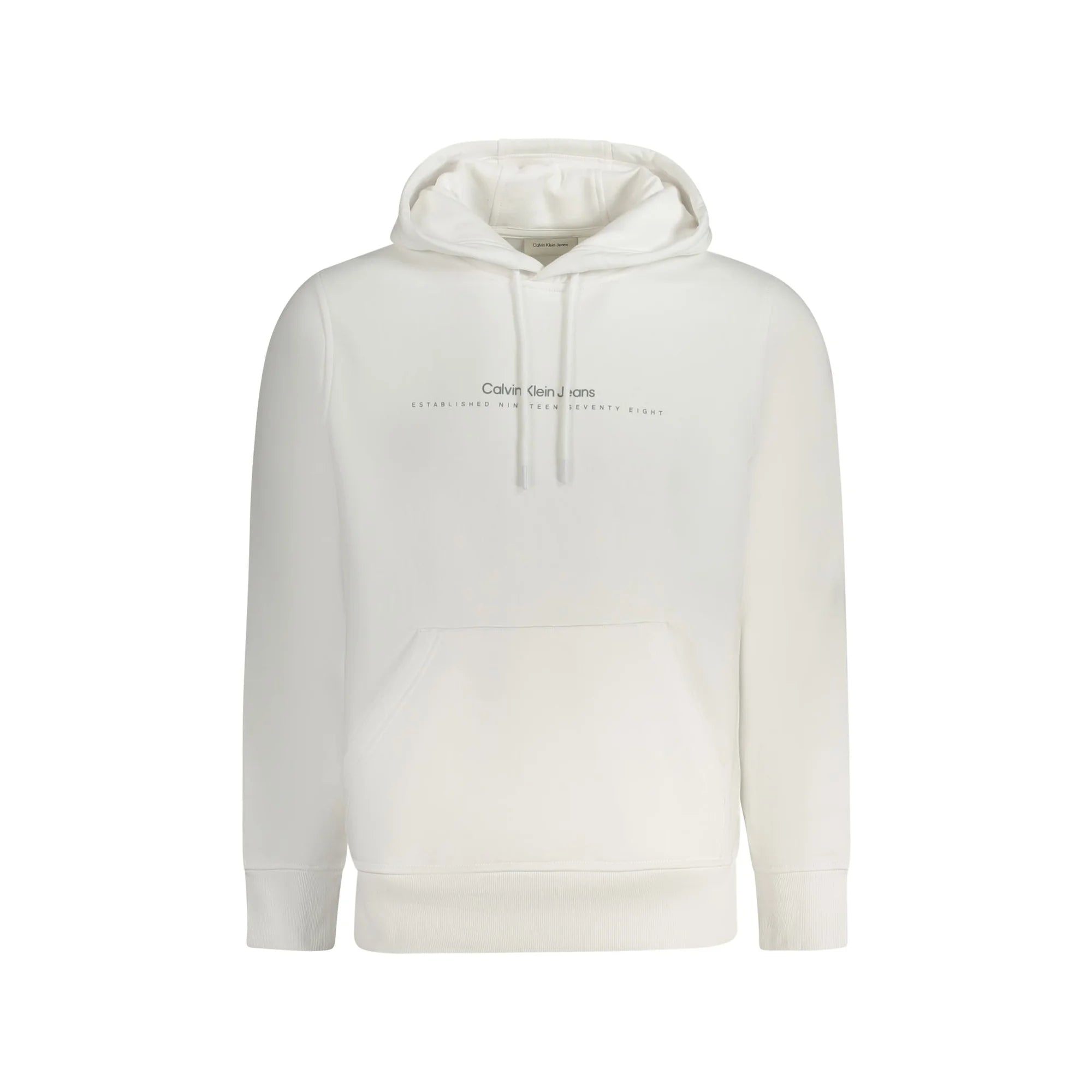 Calvin Klein Felpa Uomo Bianca Cappuccio Felpata Stampa Logo Felpe Bianco - foto prodotto